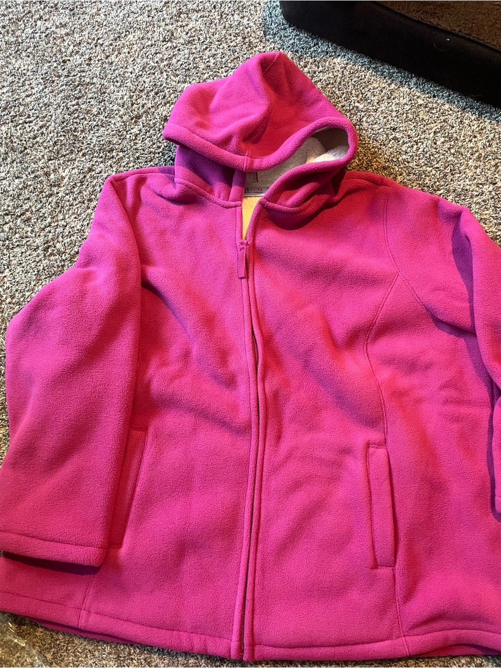 Denim&Co Pink Fleece Zip-Up Hoodie